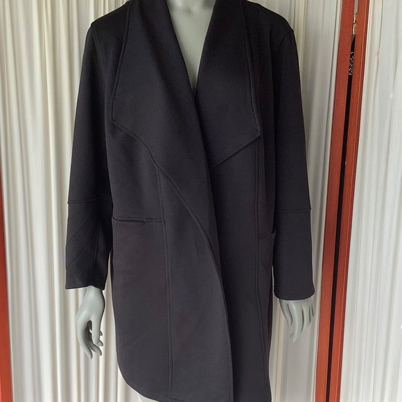 Max Studio Woman Black Soft Open Drape Front Jacket Long Stretch Pockets Size 2X - Picture 2 of 8